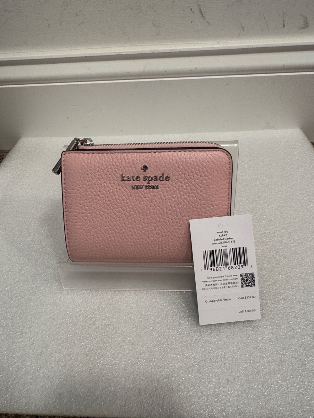Kate spade Lena tutu pink small zip snap wallet NWT